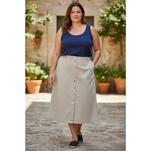 Classic Elements Woman Dresses & Skirts - Classic Elements Women's Long Khaki Skirt w/ Pockets